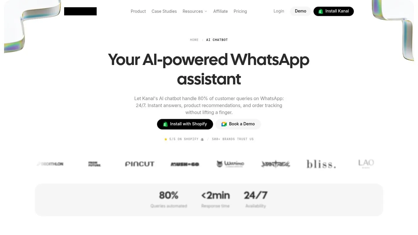 Le Flow builder Shopify-aware de Kanal mappant les champs du formulaire sur les attributs customer Shopify