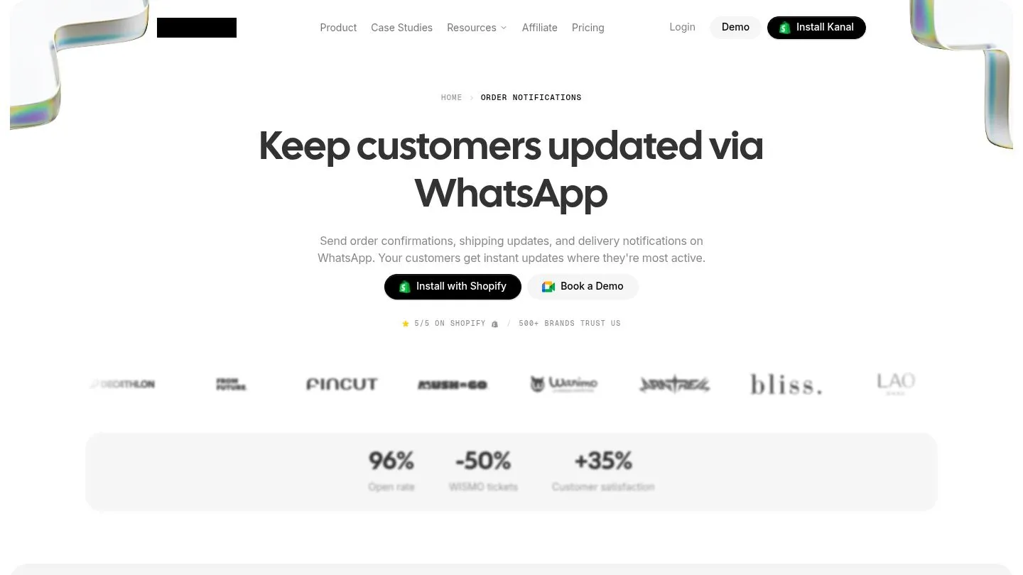 Kanal subscription box renewal WhatsApp flow on Shopify