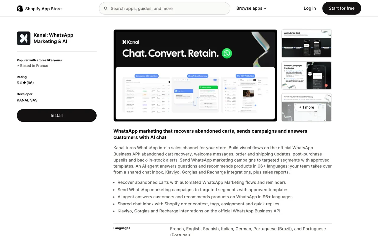 Kanal on the Shopify App Store
