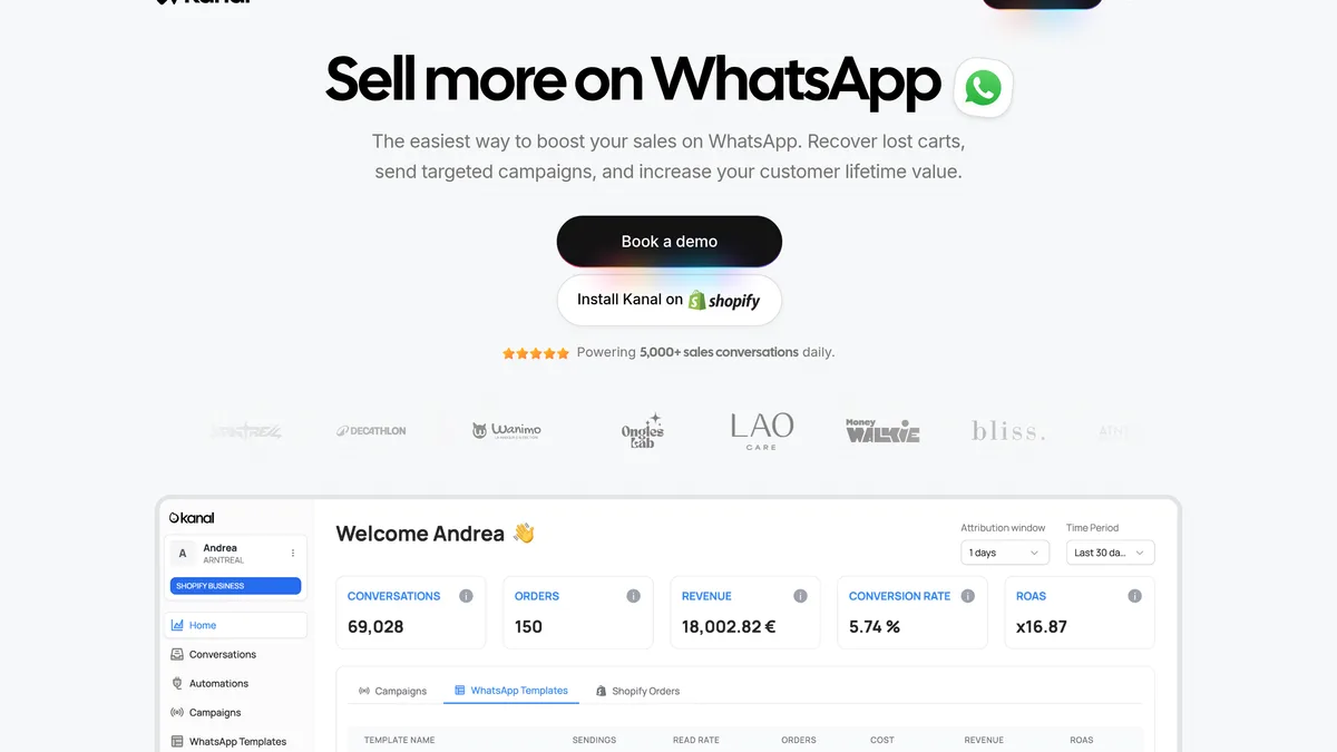 Kanal WhatsApp marketing dashboard