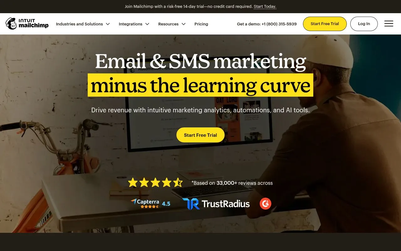 Mailchimp homepage