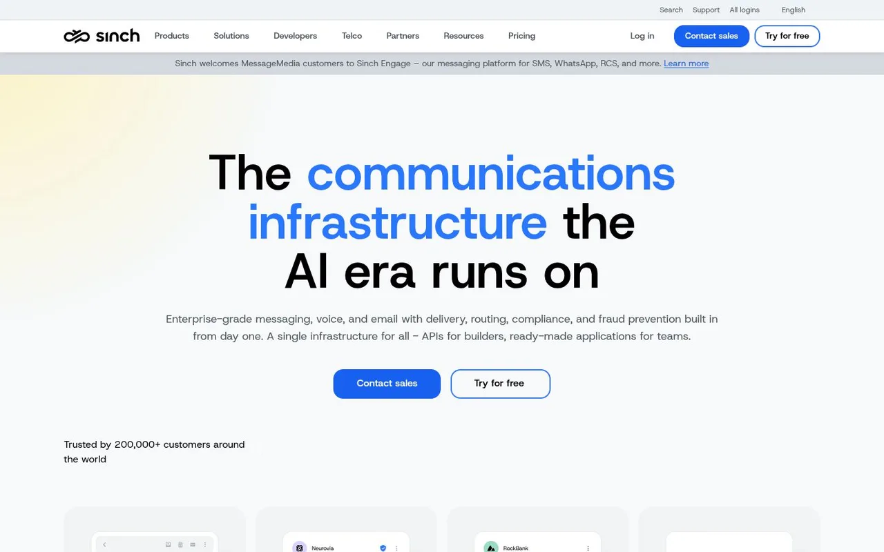 Sinch website